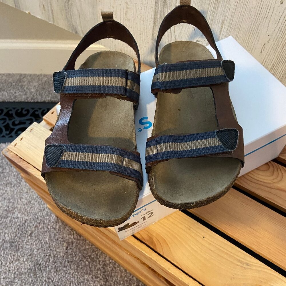 Carters Toddler Boys Size 12 Molded Footbed Sandals Hook/Loop Close